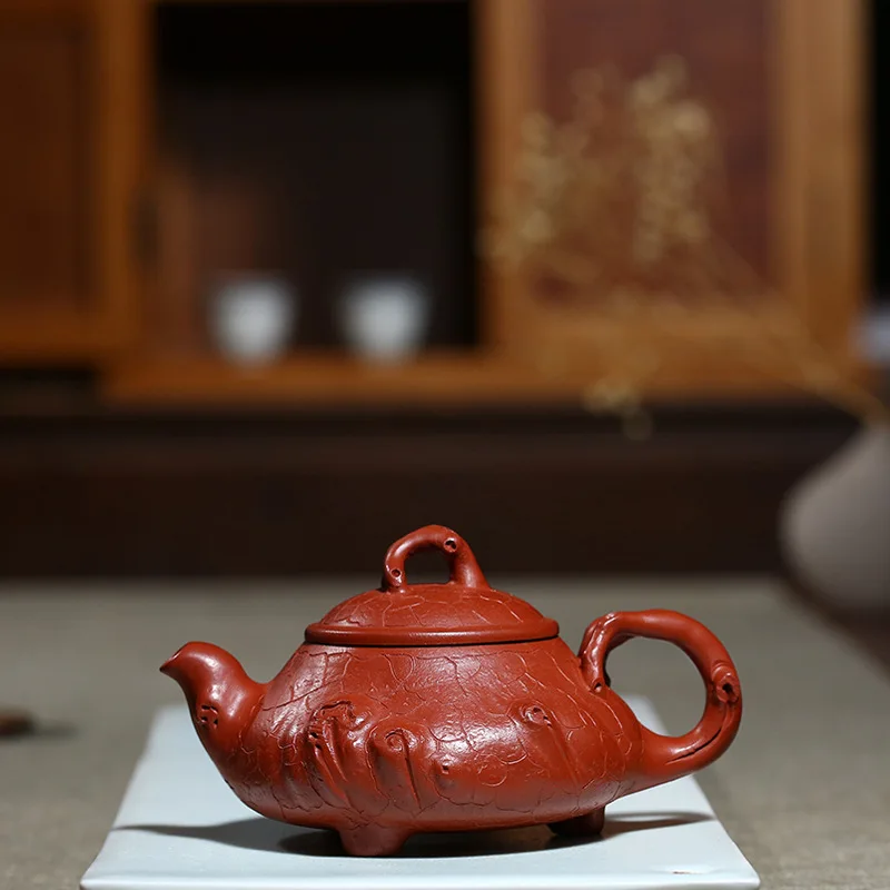 

yixing are recommended by the manual undressed ore dahongpao three-legged for spring pot of kung fu tea tea set