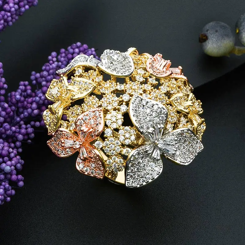 Нежные цветы ModemAngel 3 тона медное кольцо для девочек и женщин вечерние Свадебные