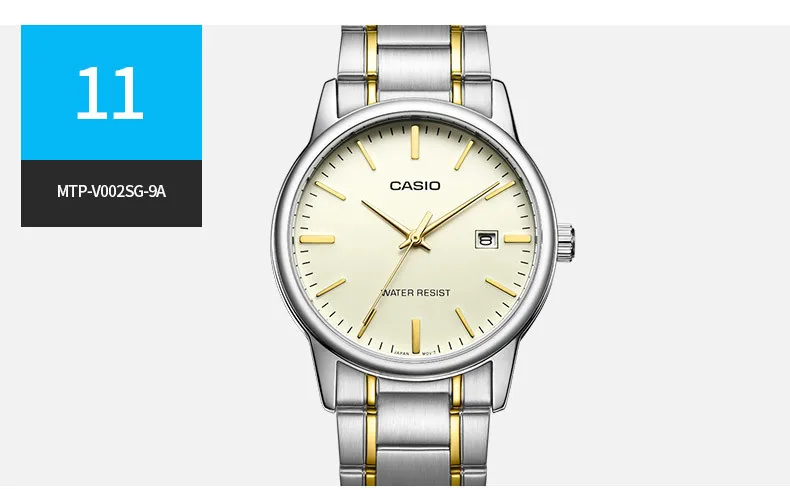 Casio Часы для мужчин Лидер продаж Мода и Бизнес Кварцевые золотые наручные часы MTP-V006 браслет из нержавеющей стали Relogio Casio Masculino