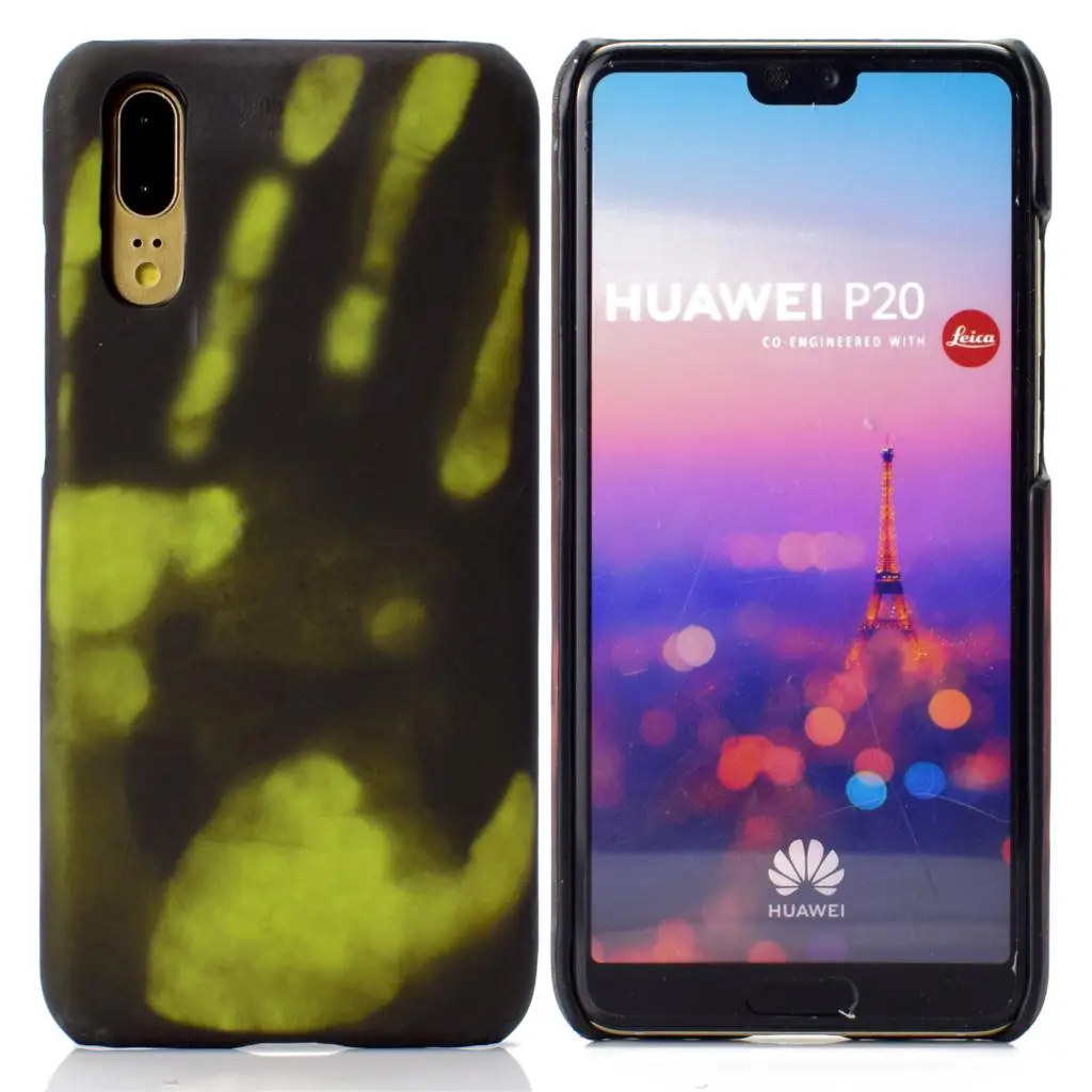 P20 термохромное изменение цвета по температуре ТПУ чехол для Huawei p20 p20lite задняя крышка не ПК не силикон - Цвет: Black turns green