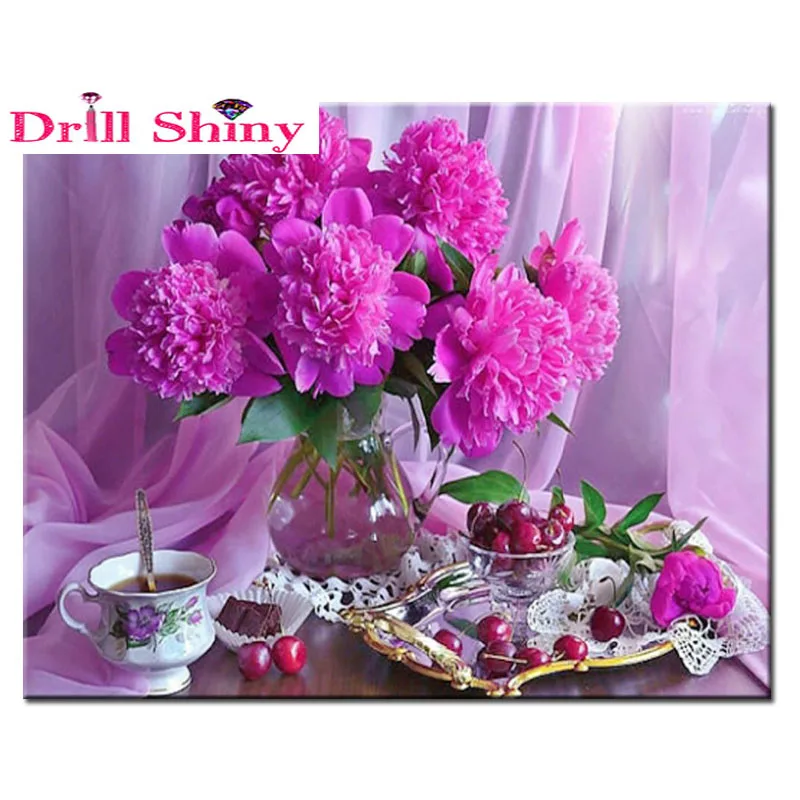 Цветочная Вишневый кофе полная дрель Алмазная вышивка DIY Вышивка крестом