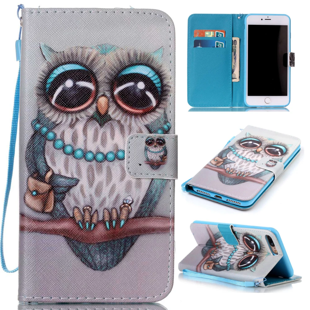 TANZ Stand Flip Magnetic Wallet Back Cover Leather flower Paiting Soft Case For iphone 5 6 6plus 6Splus 7 7plus mobile phone bag |