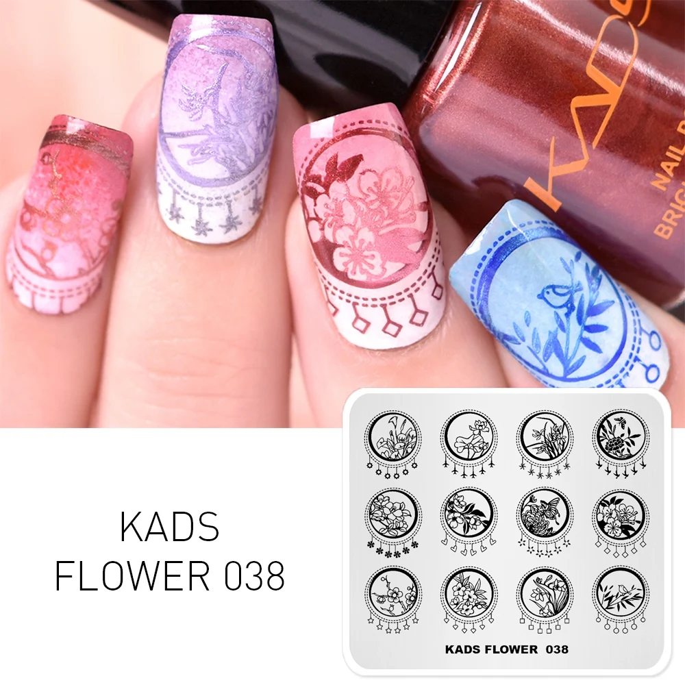 KADS Flower 038 пластины для стемпинга ногтей цветочный узор китайский стиль стемпер