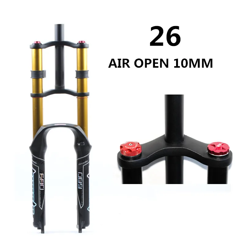 26 AIR OPEN HIMALO Велосипедная вилка 26/27. 5/29er MTB подвесная пневматическая вилка из магниевого сплава с двойным плечевым воздушным масляным замком прямая вилка для спуска - Цвет: 26 AIR OPEN