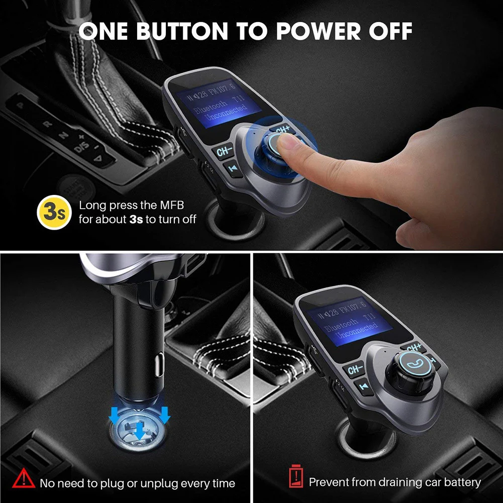 Беспроводной Bluetooth MP3 радио передатчик адаптер автомобильный Bluetooth fm-передатчик USB зарядное устройство AUX вход с [ЖК-дисплей] [музыка Pl