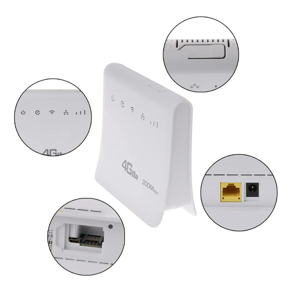 Разблокированный 300 Мбит/с 4G LTE CPE мобильный WiFi беспроводной маршрутизатор с портом LAN SIM Слот