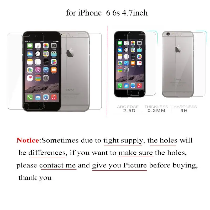 Baixin передняя + задняя Премиум Закаленное стекло для iPhone 6 6s 9H против царапин