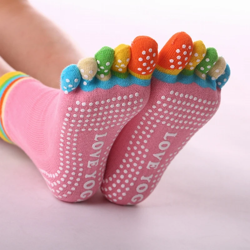 Женские спортивные носки для йоги с пятью пальцами Нескользящие дышащие