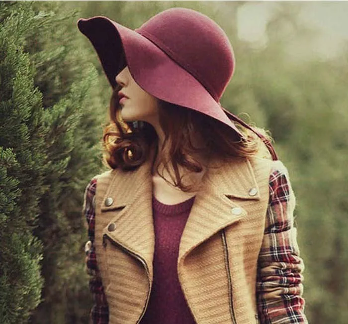 Шапки из чистой шерсти, Пляжная широкополая шляпа от солнца Hofn's stetson с широкими полями, складная шляпа с галстуком для женщин, осень-лето