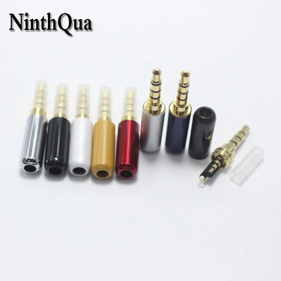 

4PCS 3.5 mm Audio Plug with Protective Case 4 Pole Gold Plated Adapter for DIY Stereo Headset or Used for Repair iphone Earphone