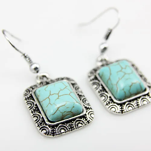 Нет минимального заказа! Посеребренные Высокая мода 2016 Зеленый Камень Серьги