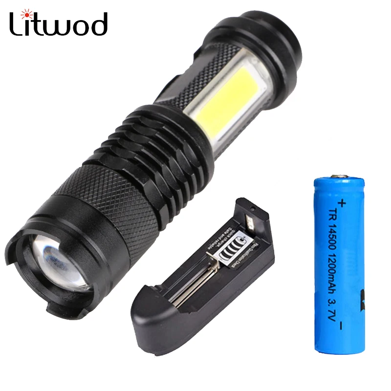 

Z20Litwod SK68C LED MINI Flashlight XPE + COB Zoom Waterproof Aluminum 4 Modes Torch use 14500 or AA Battery For Camping working