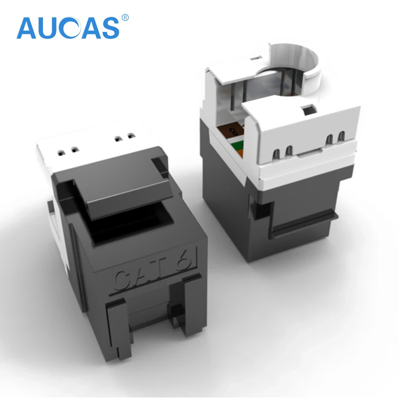 Фото AUCAS Противопылевой пружинный затвор 6 шт. 24 шт. CAT6 Keystone Jack Rj45 110 отверстие сети Ethernet Модульный расширитель Бесплатная доставка №1