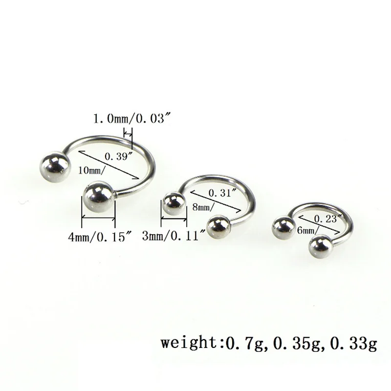 Хирургический пирсинг для мужчин 2 шт. 8 разных цветов кольцо носа шар подковка