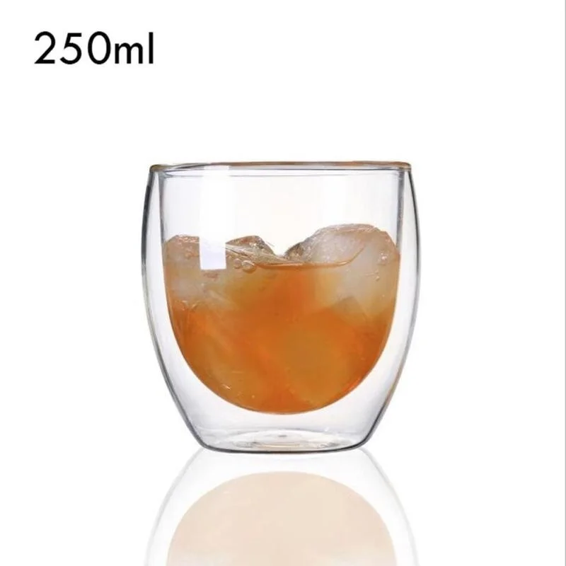 250ml Креативная двойная стеклянная кружка для кофе с молоком, чайная настенная пивная чашка ручной работы, термостойкая стеклянная кофейная чашка, высококачественные кружки - Цвет: 250ml