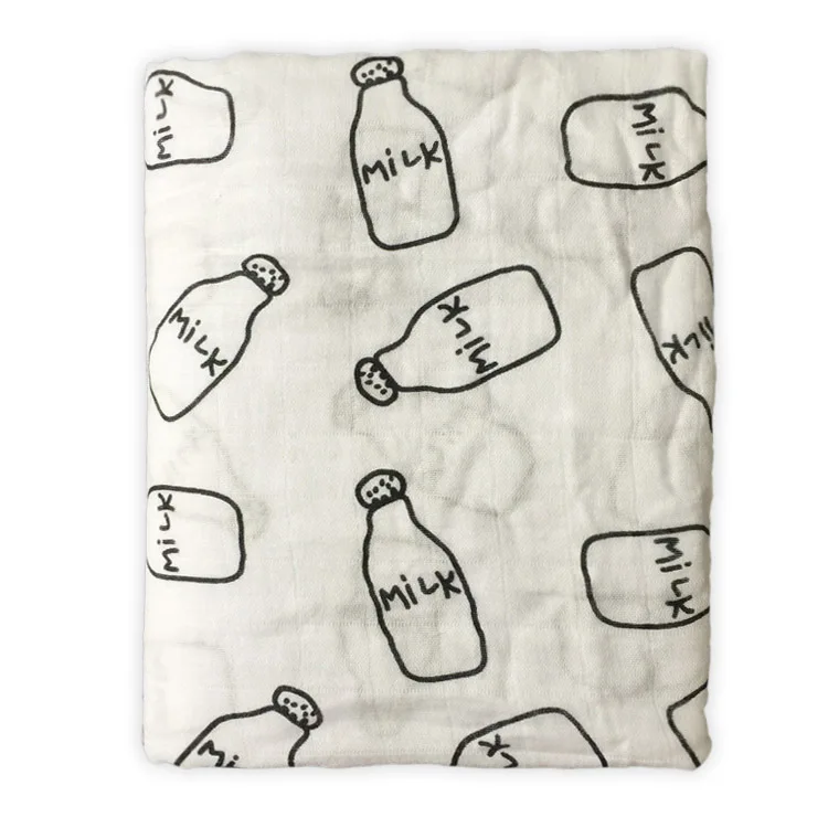Milk Bottle Муслиновое дерево для новорожденных; муслиновое пеленание для малышей; многофункциональное бамбуковое Хлопковое одеяло для новорожденных; накидка для новорожденных; 120X120 см - Цвет: Milk Bottle