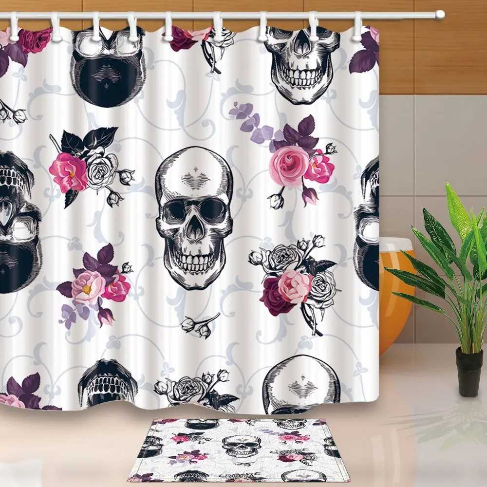 Sugar Skull Decoration монохромные Человеческие черепа в диких розах водонепроницаемая