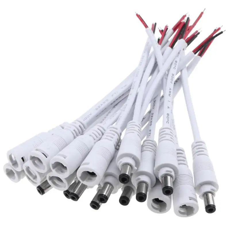 10 шт. 5,5x2,1 DC 12 V/24 V для мужчин+ гнездовой разъем провода Соединительный кабель для Светодиодные ленты светильник потолочный светильник DC Светодиодные ленты светильник разъемы - Цвет: White band lock