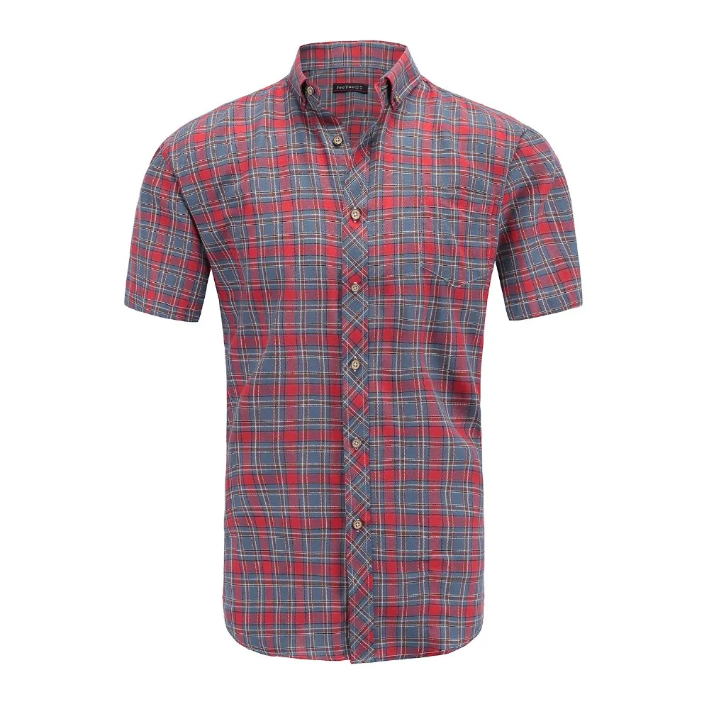 JeeToo Летняя Повседневная рубашка из хлопка в клетку Chemise Homme футболка с коротким