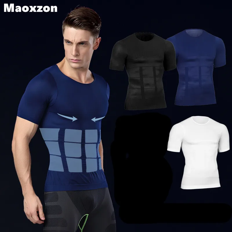 Maoxzon мужские Формирователи тела фитнес топы с коротким рукавом эластичные