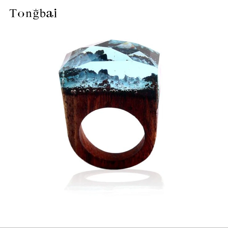 Tongbai оригинальные деревянные кольцо подводный в Смола дерева Кольца