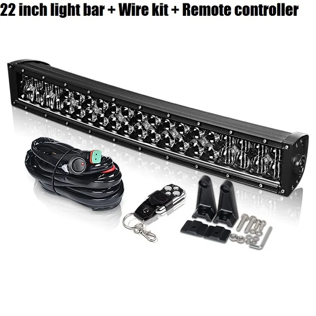 22inch bar Remote DERI 5D 22 32 42 дюймов черный объектив 200 Вт 300 Вт 400 Вт изогнутый СВЕТОДИОДНЫЙ рабочий светильник для LADA Jeep Dodge Toyota SUV ATV внедорожный пикап - Цвет: 22inch bar Remote