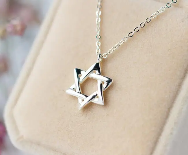 Реальный. Ожерелье и подвеска Давид звезды из стерлингового серебра 925 пробы