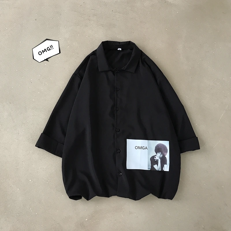 Новинка Осень 2019 мужская Свободная Повседневная рубашка в Корейском стиле для