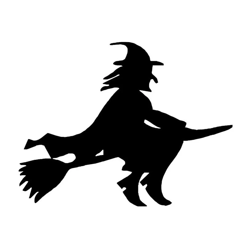

15.5cm*12cm Witch Broomstick Funny Car Sticker Vinyl Decals Decor Black/Silver S6-3921