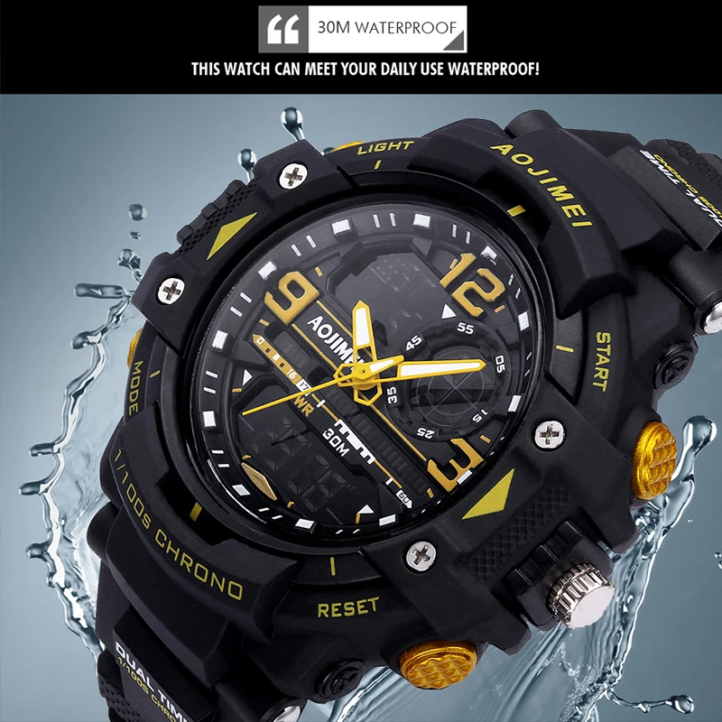 Для Мужчин's Военная Униформа резиновая Спорт цифровой Кварцевые часы бренд