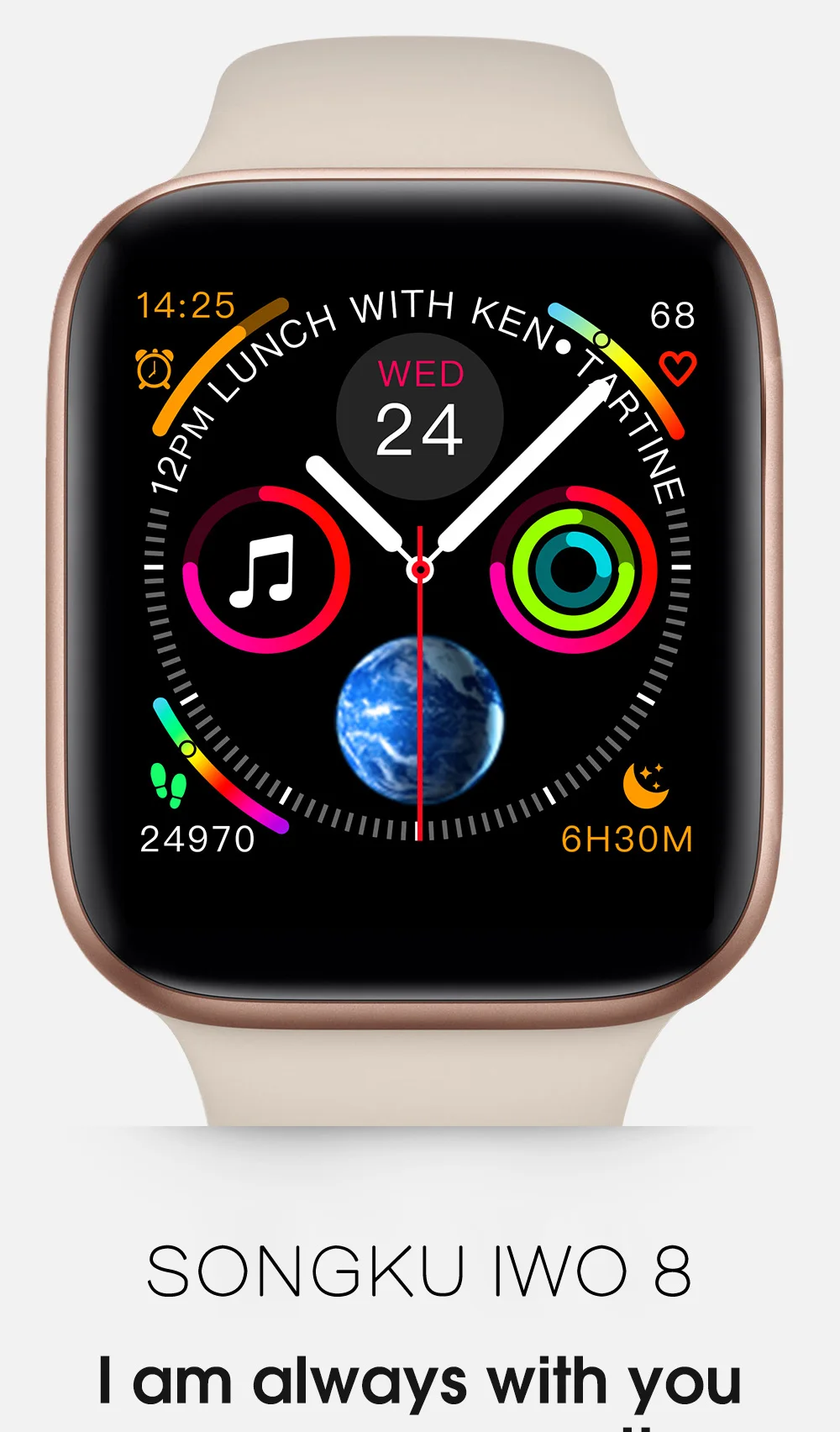 IWO 8 PLUS 44mm Watch 4 Heart Rate Smart Watch Case for Apple IPhone Android Phone IWO 5 6 Upgrade Watch Series 4 1:1 Smartwatch