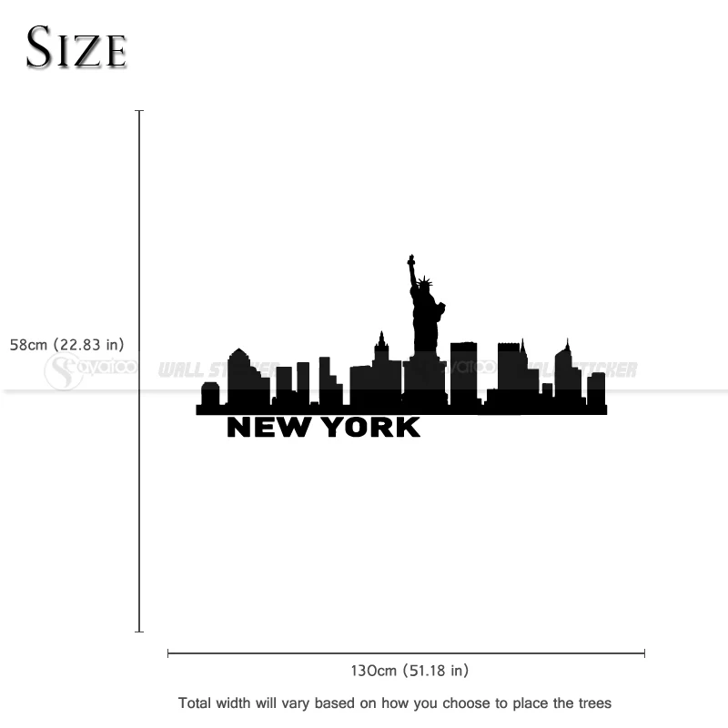 Большой Город Силуэт Skyline виниловые наклейки на стену Наклейка гостиная спальня домашний декор - Цвет: New York 1