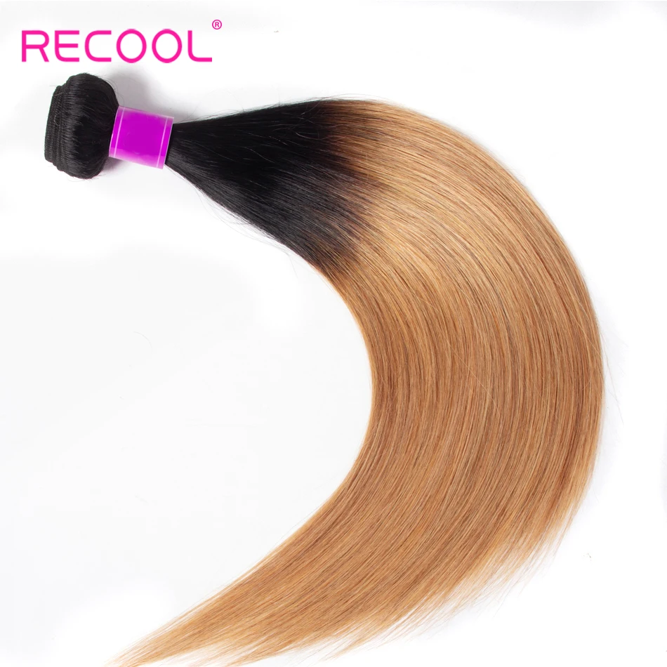 Recool волосы бразильские Weave Связки 1B 27 покраска методом Омбре пучки волос Remy