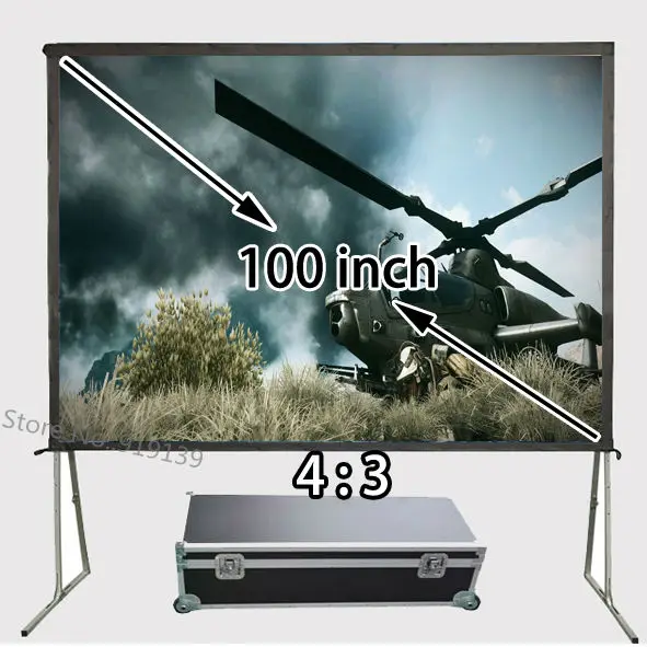 Регулируемый Быстрый фиксирующий проекционный экран 100-дюймовый формат 4:3 с