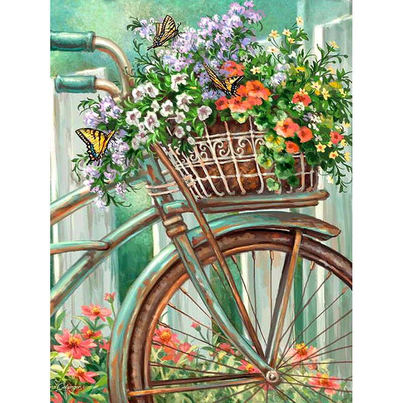 

5D DIY diamond embroidery bicycle with flower diamond painting Cross Stitch full square Rhinestone mosaic home decoration