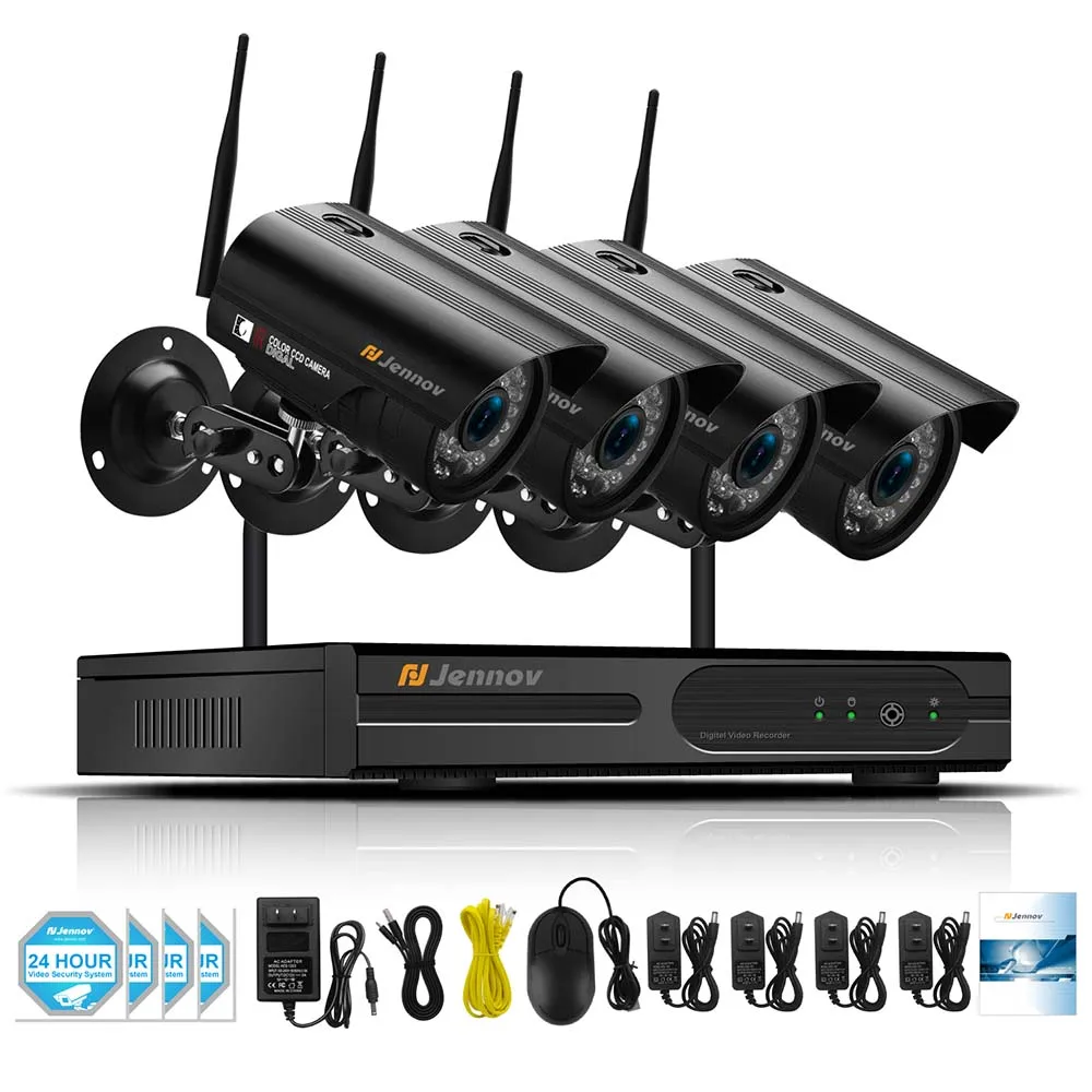 4 Pieces Cameras Jennov видео наблюдение NVR 4CH 1080P DVR Домашняя безопасность CCTV беспроводная Wifi уличная водонепроницаемая IP камера безопасности комплект системы - Цвет: 4 Pieces Cameras