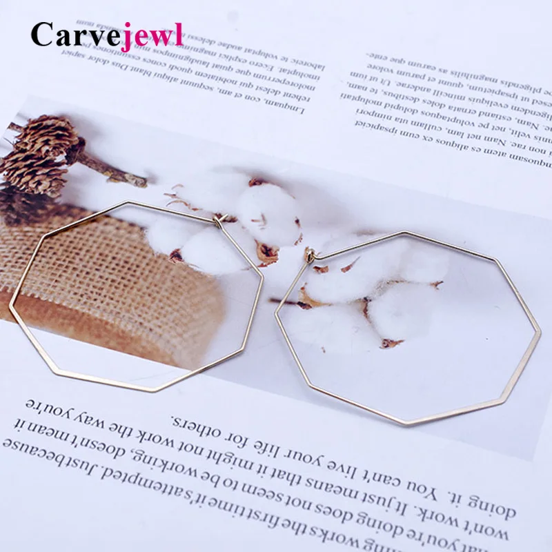 Большие простые многоугольные круглые серьги кольца Carvejewl для женщин ювелирные