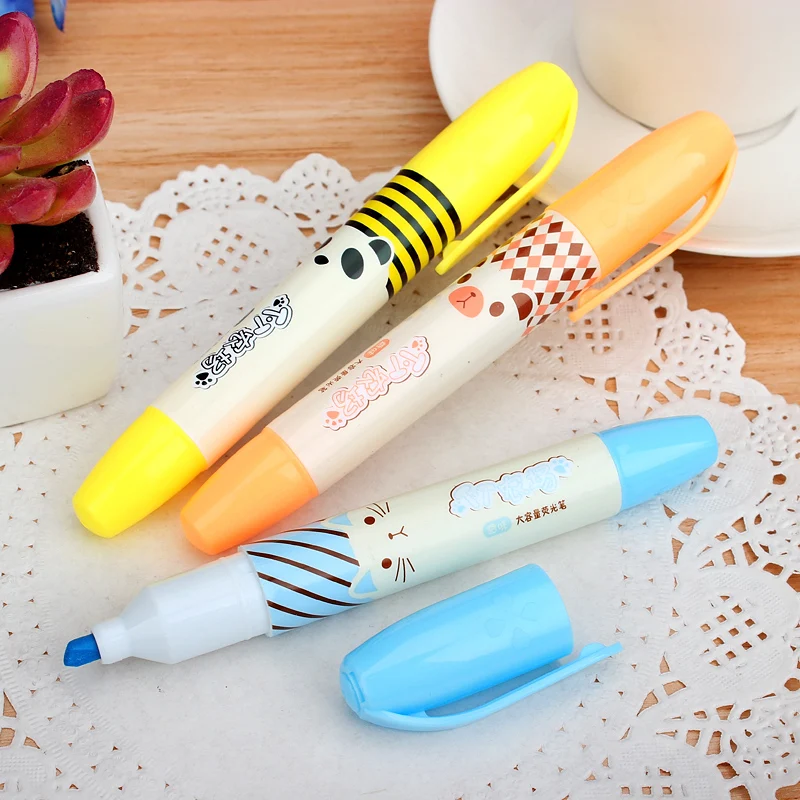 1X Cute Kawaii Panda Pig Animals Highlighter Paper Marking Pen Drawing Shool Office Supply Student Rewarding Stationery