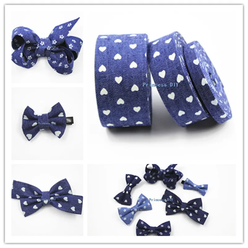 5 м/лот 10 мм 25 40 Красивая Милая темно синяя ткань джинсовая лента с принтом сердца