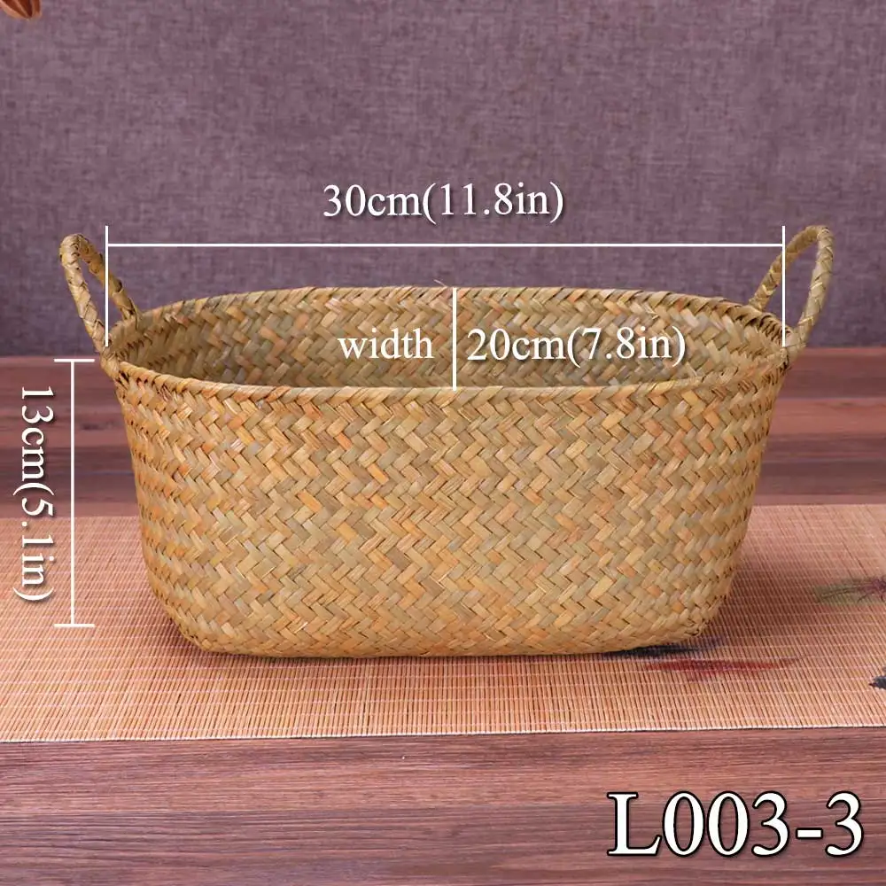 brown 30x19x10 Плетение из прутьев хранилище корзина для фруктов блюдо из ротанга коробка для хранения косметики чай Пикник корзина еда Хлеб Органайзер ручная работа - Цвет: brown 30x19x10