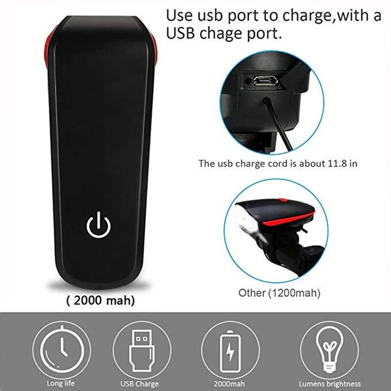 AYDAN 2 в 1 велосипедный фонарь USB Перезаряжаемый Водонепроницаемый 350 люмен