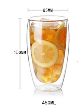 450ML Кружка с двойной стенкой офисные кружки тепла с термоизоляцией, двойной Кофе кружка кофейная стеклянная чашка питьевое молоко Drophipping круглая стеклянная чашка - Цвет: 450ML