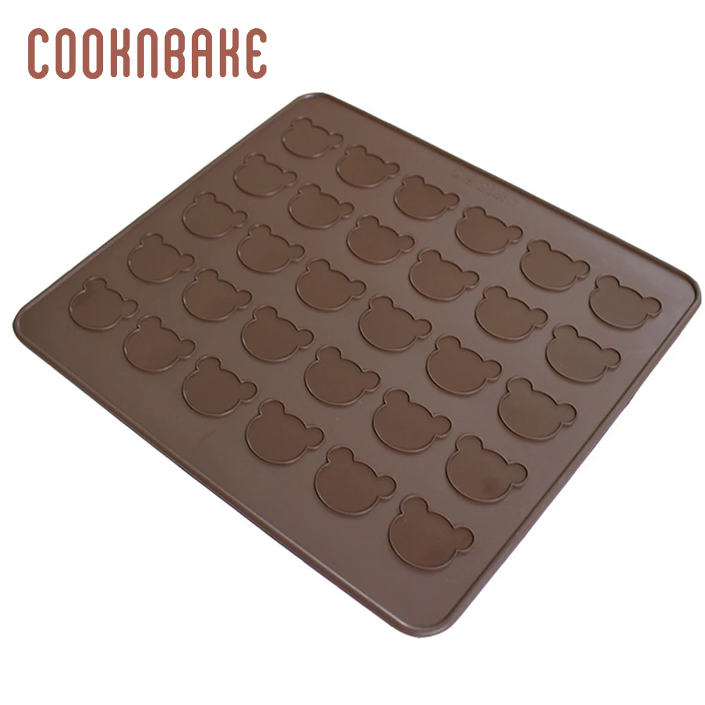 COOKNBAKE Макаронный коврик, силиконовый коврик для духовки, дизайн медведя, форма для выпечки торта, инструменты для выпечки печенья, коврики для макаруна, инструмент для торта, 29*26 см, 30 отверстий