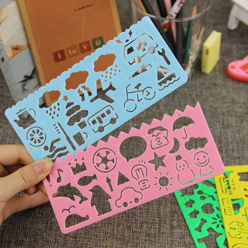 4 шт. милые художественные графические символы рисование шаблон линейка для