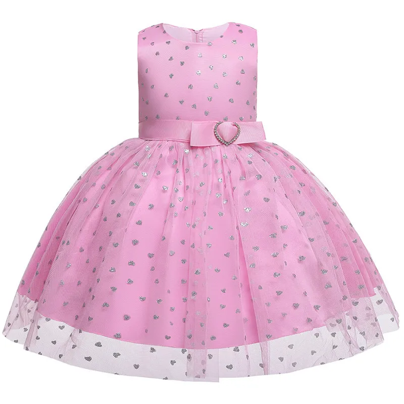 pink Коллекция года, Новое кружевное платье для маленьких девочек на рождественскую вечеринку, милые платья с бантом для маленьких девочек, платье принцессы для дня рождения, 1 год - Цвет: pink