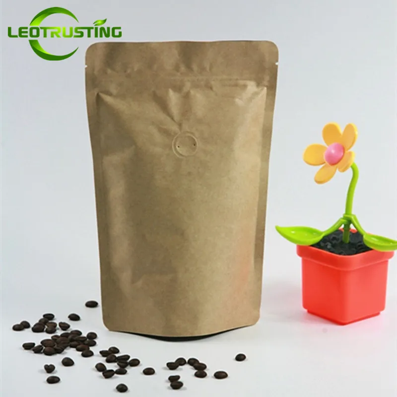

25pcs (1/4 pound~1 pound) Kraft Paper Coffee Valve Zip Lock Bag Stand Up Resealable Coffee Beans Packaging Storage Pouches