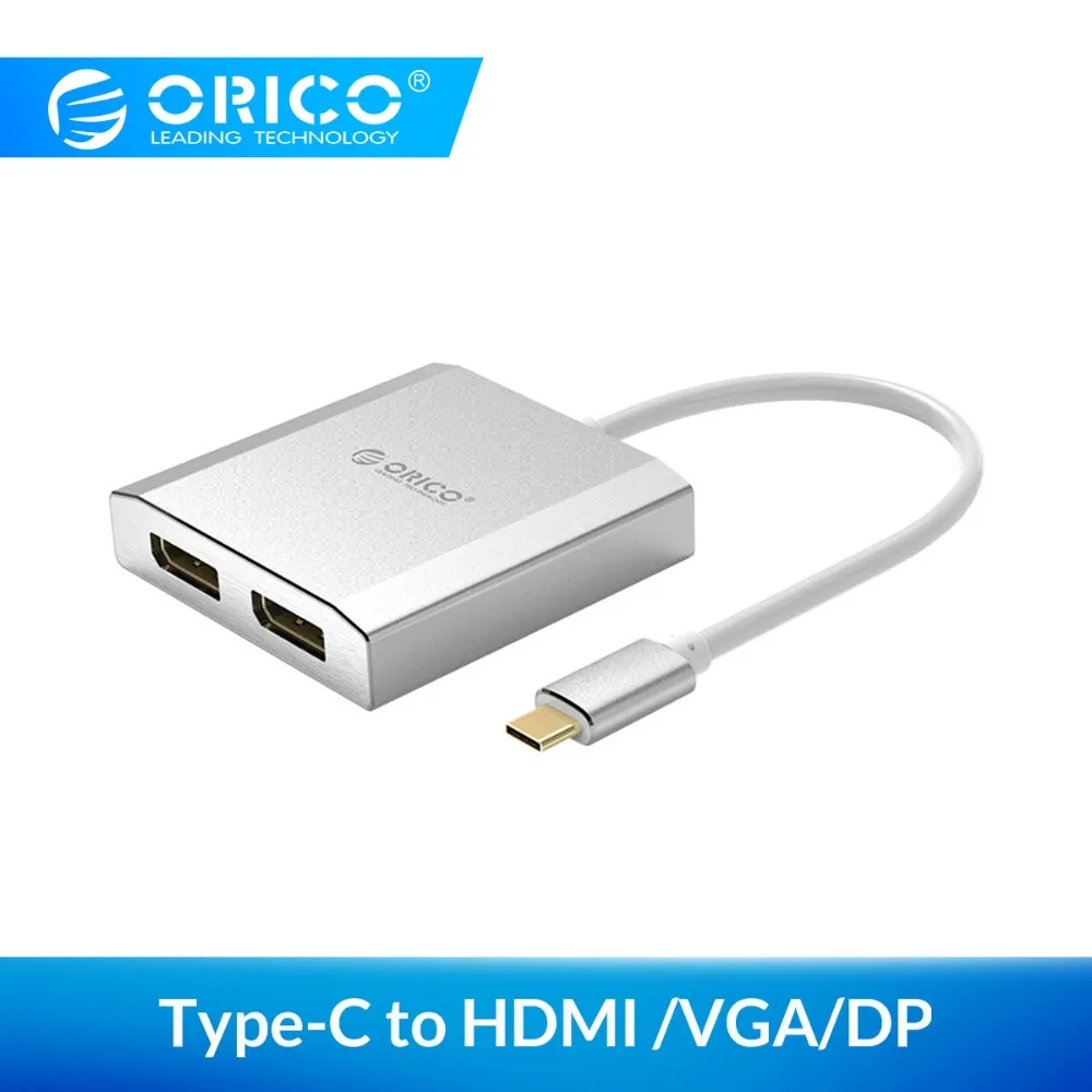 ORICO USB C к HDMI/VGA/DP концентратор для ноутбука мобильный телефон Macbook pro Алюминиевый сплав многофункциональный адаптер type C концентратор
