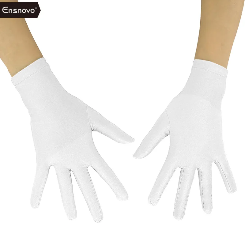 White Ensnovo для взрослых 10 дюймов Длина запястья лайкра спандекс полный палец эластичная короткая перчатка костюмы на Хэллоуин велосипед перчатки для мотокросса - Цвет: White