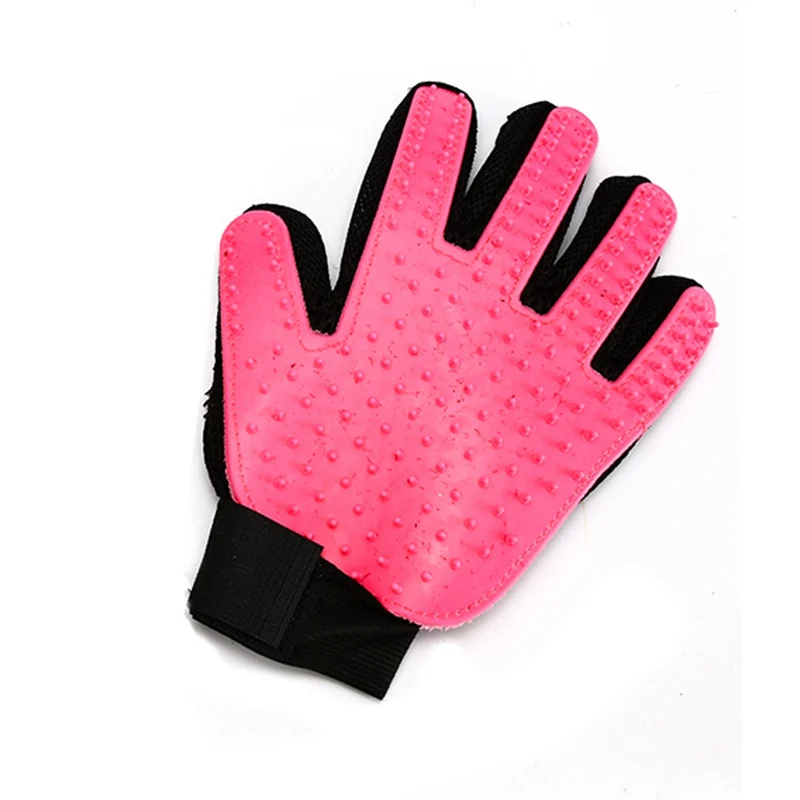 Left Hand Pink Pet Grooming Glove Hackle For Cats Pet Brush Pet Comb Deshedding Cat Brush Glove for Animal Dog Pet Gloves for Cat Dog Grooming - Цвет: Left Hand Pink