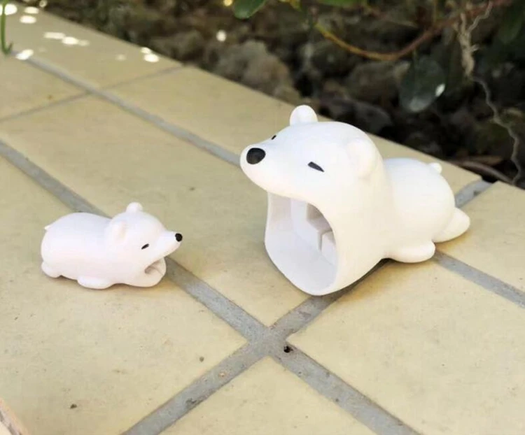 2 шт Милая защита для кабеля "укус" для мобильного телефона, кабель USB, защита для зарядного устройства, большой и маленький набор, мультяшная защита, панда, рыба, Акула